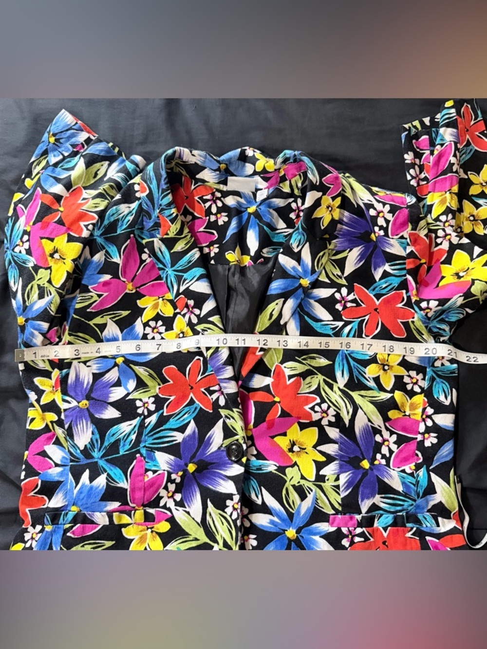 Kim Rogers Black Floral Blazer with Multicolor Blooms - Picture 6 of 8